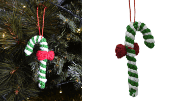 Enfeite para a árvore de natal, bengala amigurumi de crochê: Passo a passo