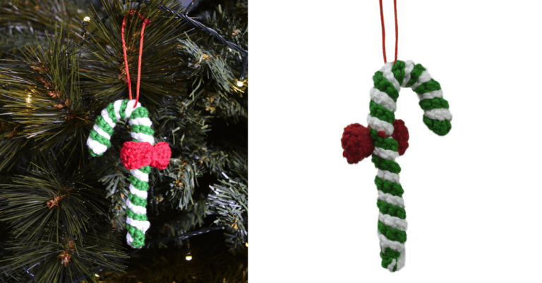 Enfeite para a árvore de natal, bengala amigurumi de crochê: Passo a passo