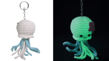 Faça o lindo chaveiro amigurumi de água viva que brilha no escuro de crochê: Passo a passo