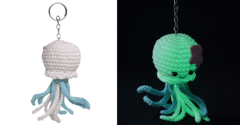Faça o lindo chaveiro amigurumi de água viva que brilha no escuro de crochê: Passo a passo