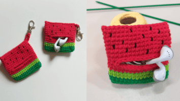 Porta fone de ouvido de crochê, modelinho melancia: Passo a passo