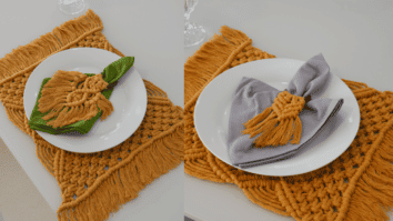 Lindo jogo Americano mostarda de macramê: Passo a passo com gráficos