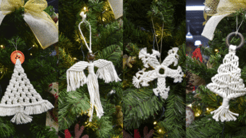 Enfeites para árvore de natal em macramê fácil e rápido: Passo a passo com gráficos