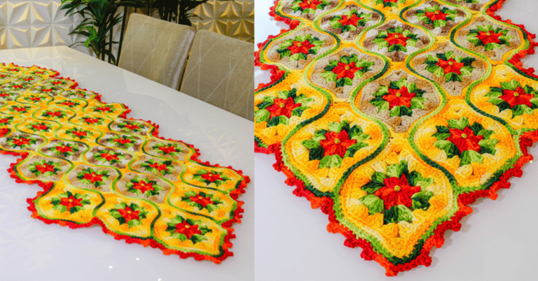 Lindo trilho de mesa vibrante em crochê: Passo a passo com gráficos