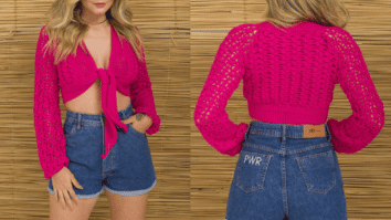 Arrase com o lindo cropped de manga longa de crochê: Passo a passo com gráficos