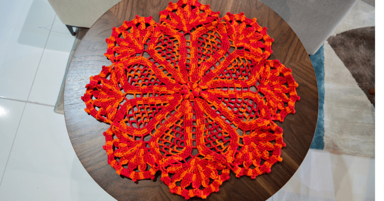 Faça o lindo Sousplat  em Crochê Vermelho : Passo a Passo com Gráfico