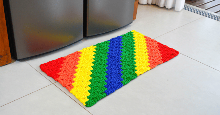 Conjunto tapete e cestinho colorido em crochê: Passo a passo com gráficos