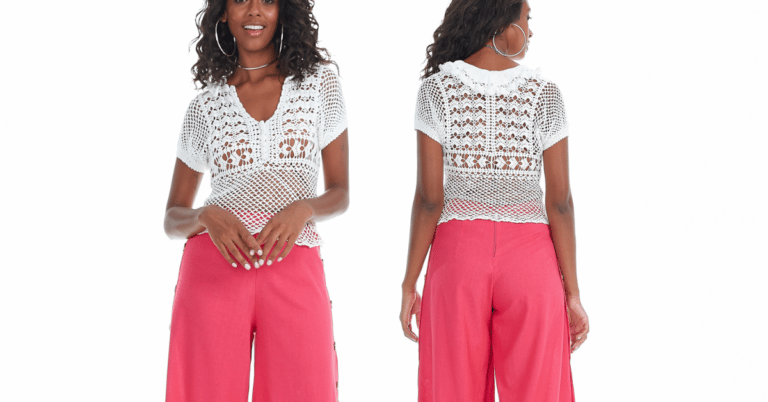 Faça a linda blusinha em crochê branca: Passo a passo com gráficos
