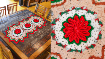 Arrase no natal com o trilho de mesa de crochê: Passo a passo com gráficos