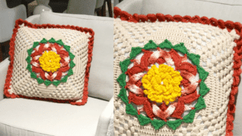 Linda almofada brilho natalina em crochê: Passo a passo com gráficos