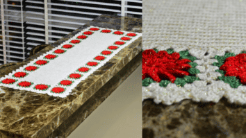 Arrase no natal com o trilho de crochê natalino brilhoso: Receita com gráficos