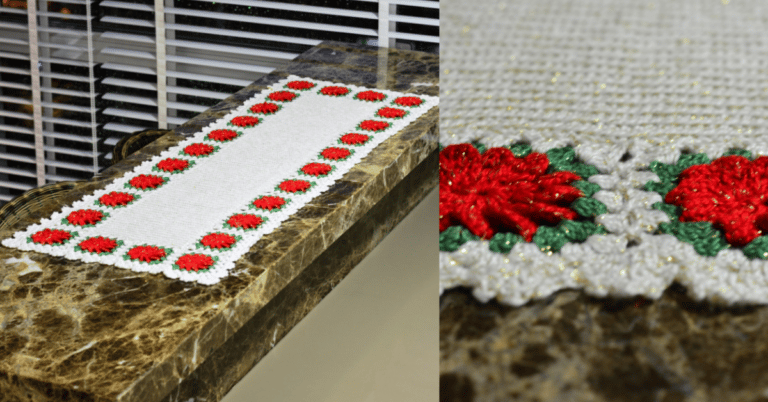Arrase no natal com o trilho de crochê natalino brilhoso: Receita com gráficos