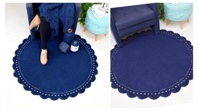 Aprenda a Fazer um Elegante Tapete de Crochê Redondo Azul Marinho: Passo a Passo e Dicas