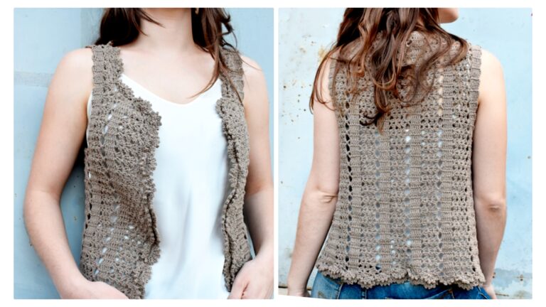 Explore a elegância e versatilidade do colete de crochê Caqui: a nova tendência de moda!