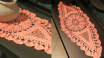 Faça o lindo Trilho de Mesa na cor salmão em Crochê: Passo a passo com gráficos