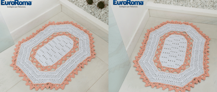 Faça o lindo tapete na cor salmão em crochê: Passo a passo com gráfico