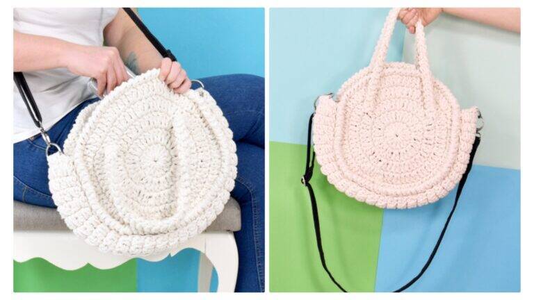 Maxi bolsa de crochê redonda simples e fácil: Receita e gráficos