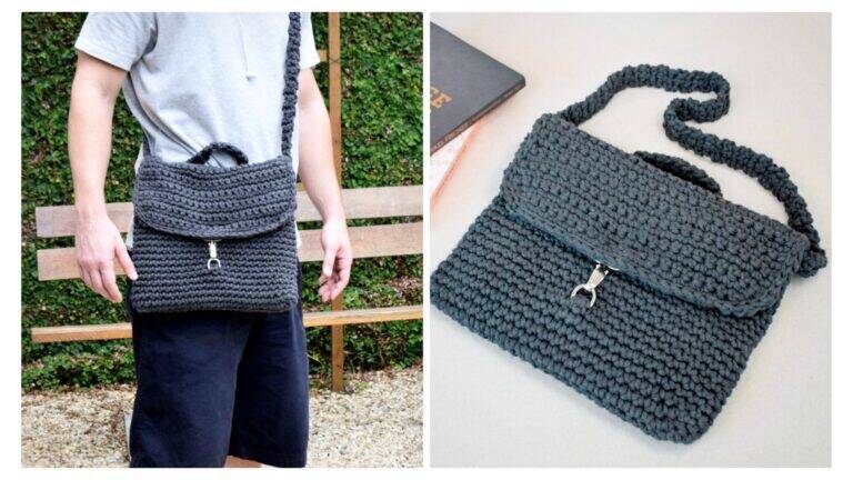 Faça esta novidade: bolsa de crochê masculina com receita e gráficos