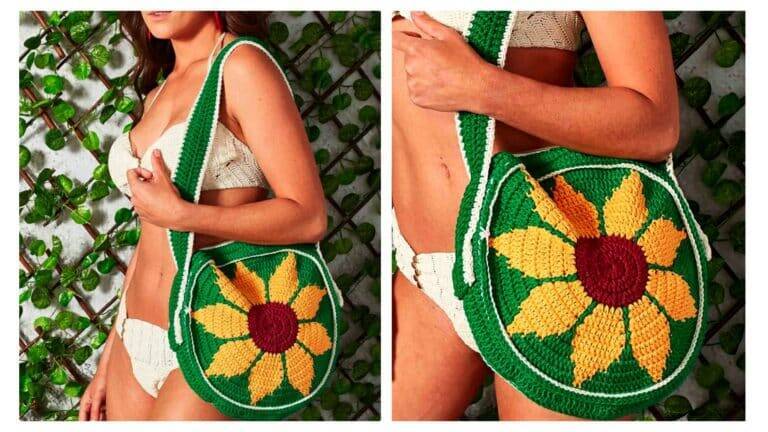 Bolsa de Crochê Redonda Girassol: Receita e Gráfico
