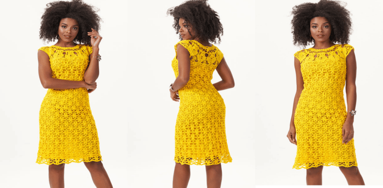 Lindo vestido de crochê com pala: Receita e gráfico.