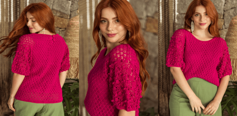 Blusa de crochê pink: Aprenda passo a passo dessa linda peça.