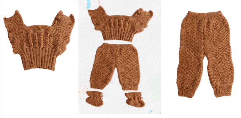 Lindo conjuntinho de tricô infantil Terracota. Receita e gráfico.