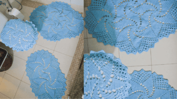 Faça o lindo Jogo de Banheiro Azul Candy em Crochê: Passo a passo com gráficos