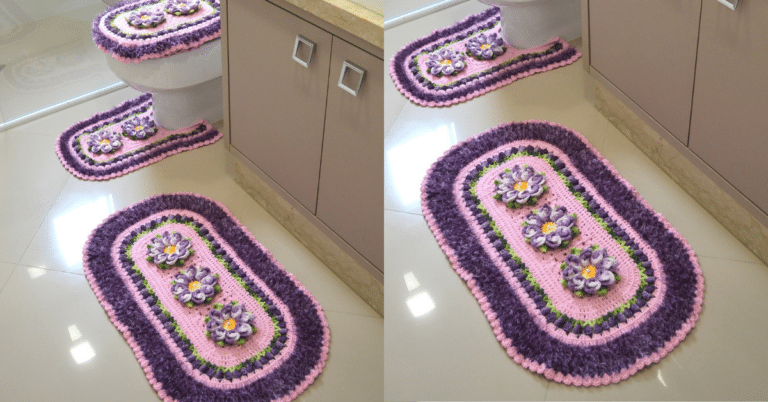 Jogo de Banheiro Lavanda em Crochê: Passo a passo com gráficos