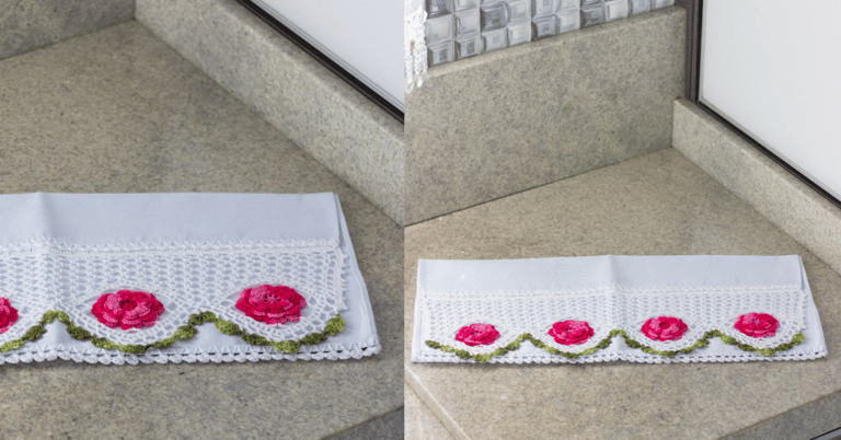 Pano de Prato com Rosas: Passo a passo com gráficos
