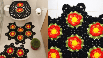 Faça o lindo Jogo de Banheiro Flor Paty em Crochê: Passo a passo da receitinha