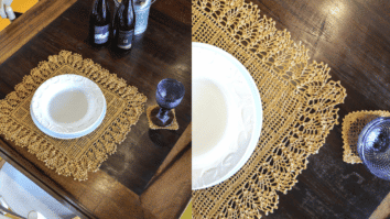 Jogo Americano Dourado em Crochê: Passo a passo com gráficos