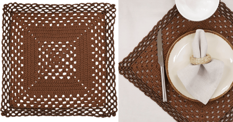 Faça o lindo Sousplat Quadrado Café em Crochê: Passo a passo com gráficos