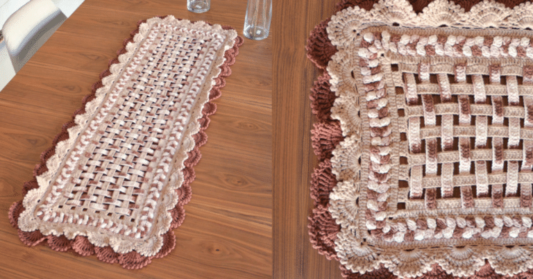 Caminho de Mesa com Sobreposições em Crochê: Passo a passo com gráficos