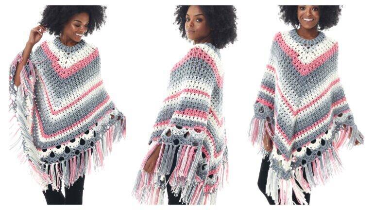 Poncho em Crochê Listrado: Tutorial Fácil, Gráfico e Receita
