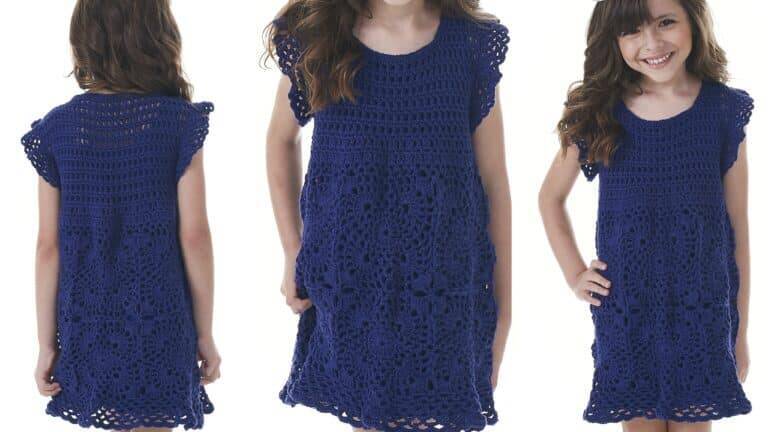 Aprenda esse lindo vestidinho de crochê infantil anil