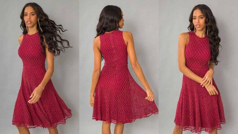 Vestido de crochê marsala: receita e gráfico