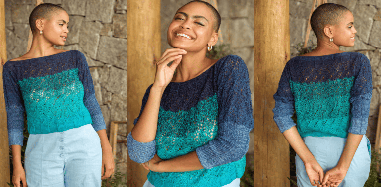 Blusa de tricô mediterrâneo aprenda com receita e gráfico