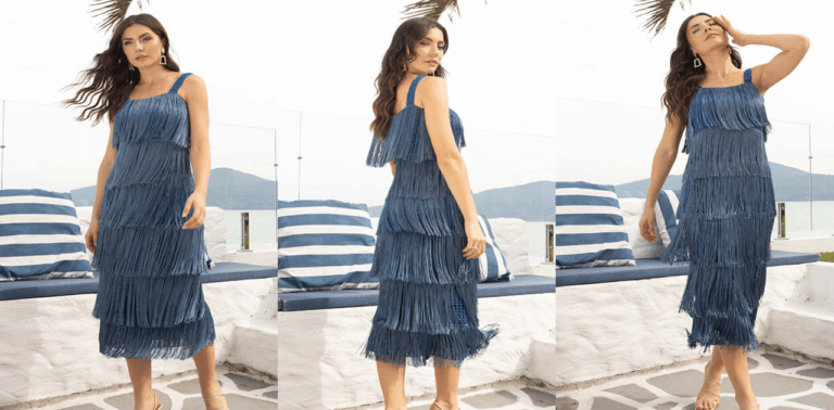 Vestido de crochê com franjas encanto: receita e gráfico
