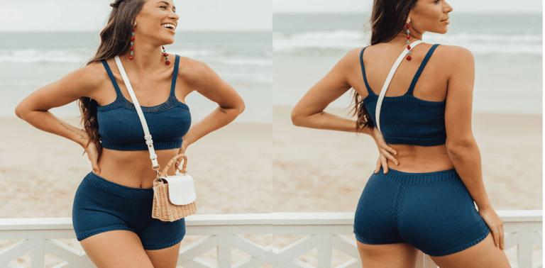 Belíssimo conjunto de tricô top e shorts: receita e gráfico