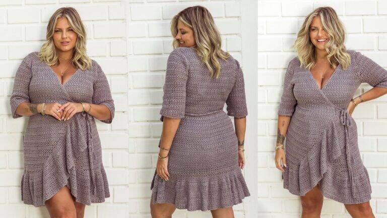 Vestido de crochê transpassado: receita e gráfico