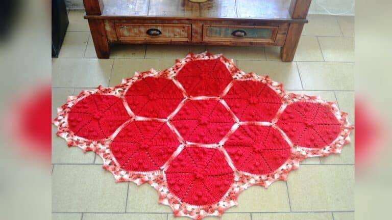 Tapete de Crochê com Barbante Vermelho: Passo a Passo e Gráfico
