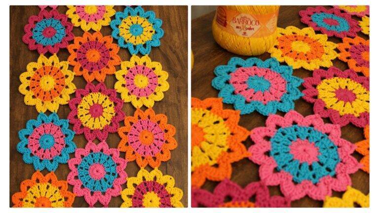 Trilho de Mesa Colorido: Receita e Tutorial Como Unir Motivos