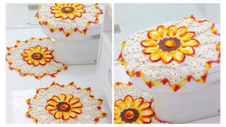 Jogo de Banheiro em Crochê Gerbera: Gráfico e Receita