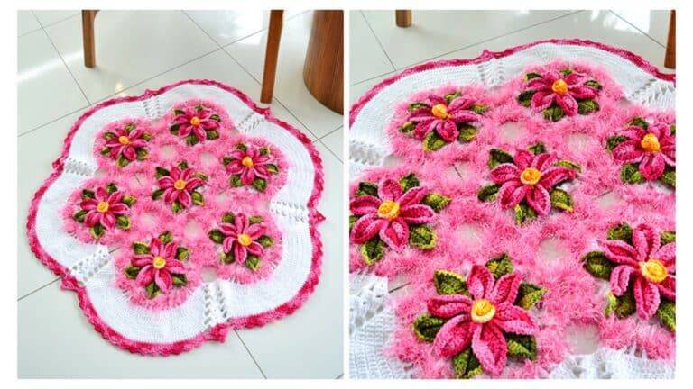 Lindíssimo Tapete de Crochê Floral Maxcolor