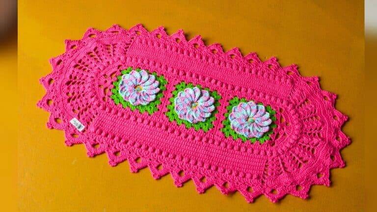 Tapete de Crochê Oval com Barbante Tutti Frutti