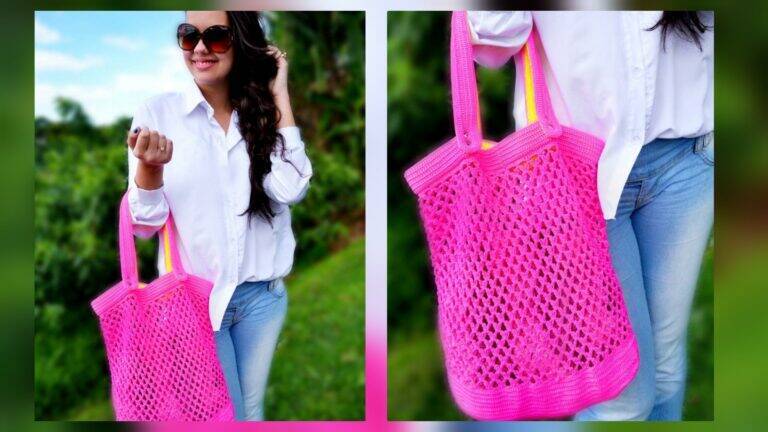Receita de Bolsa de Crochê Simples Neon