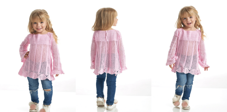 Blusa de crochê infantil de outono Candy com passo a passo