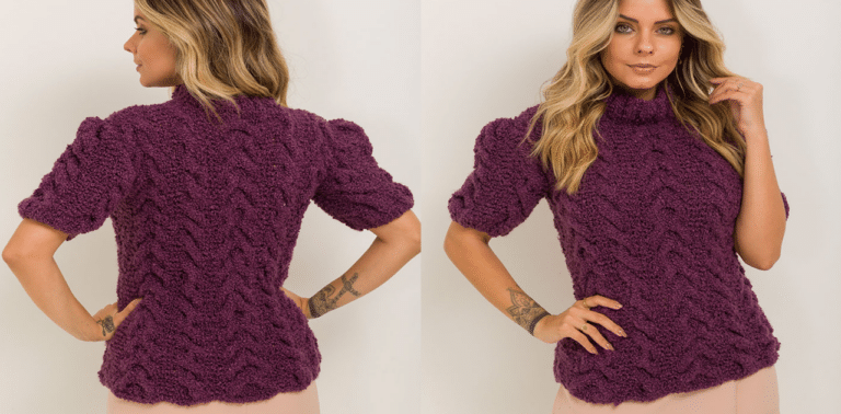 Blusa de tricô Romântica com passo a passo