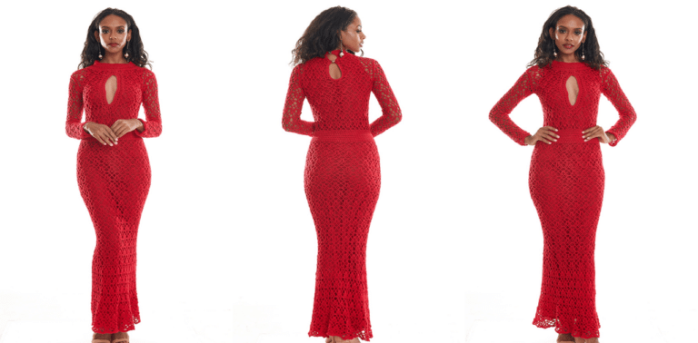 Belíssimo vestido de crochê longo Carmin: Receita e gráfico