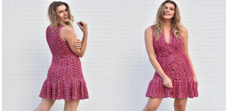 Vestido de crochê Bordô: Passo a passo